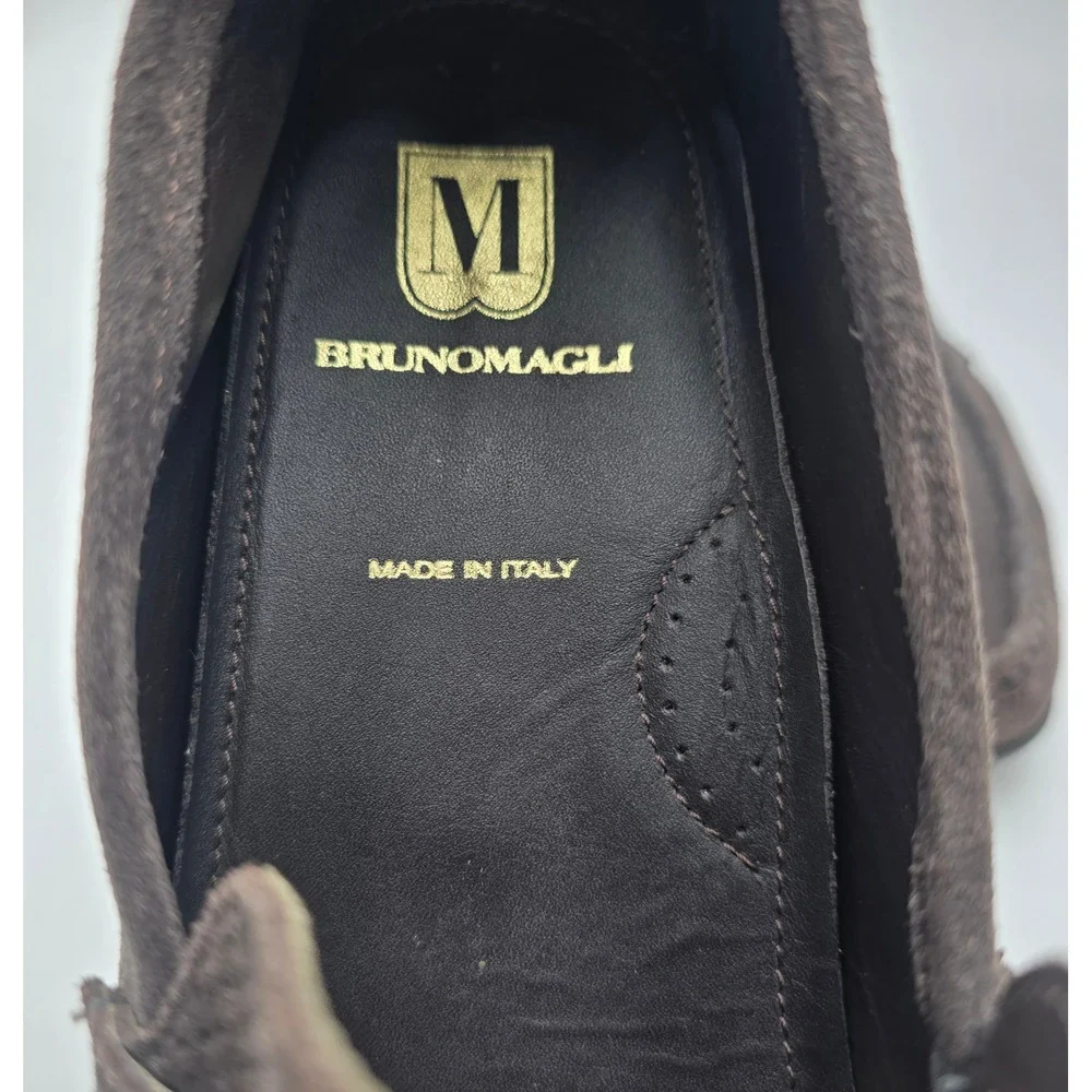 Bruno Magli Men's 6001 Brown Perforated Suede Penny Loafers Italy Size 10 M